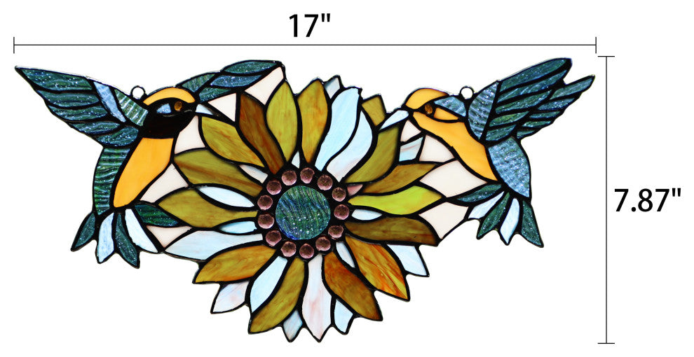 Chloe Lighting Soar Tiffany-Style Green Animal/Floral Design Window Panel