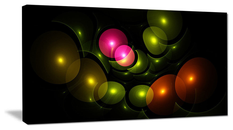 Multi Color 3D Surreal Circles, Oversized Abstract Canvas Art Print, 60x28