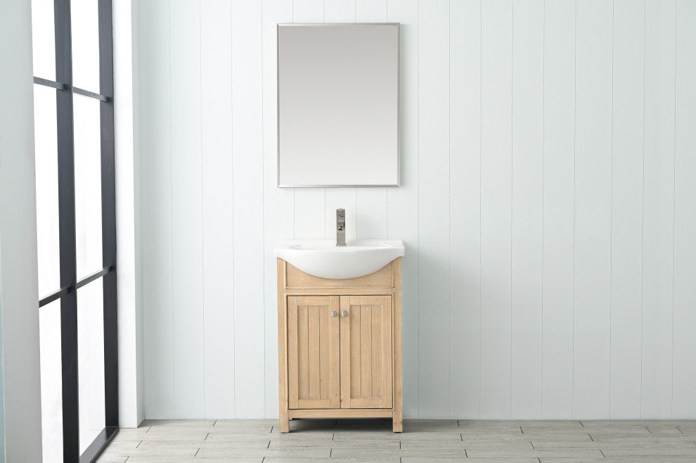 Marian 24 in. Single Sink Bath Vanity in Oak with White Porcelain Top
