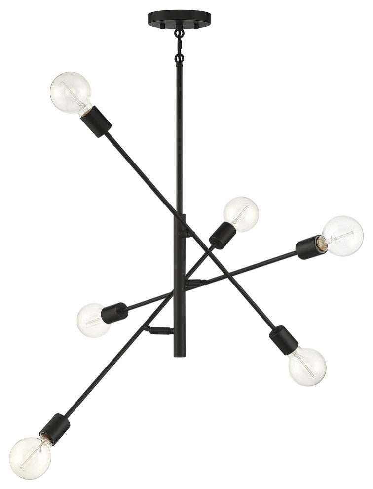 6-Light Chandelier, Matte Black