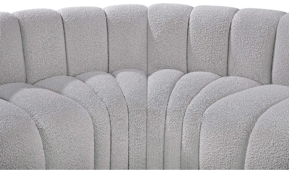 Arc Boucle Fabric Upholstered 4-Pc. Inward Curved Modular Sectional, Grey