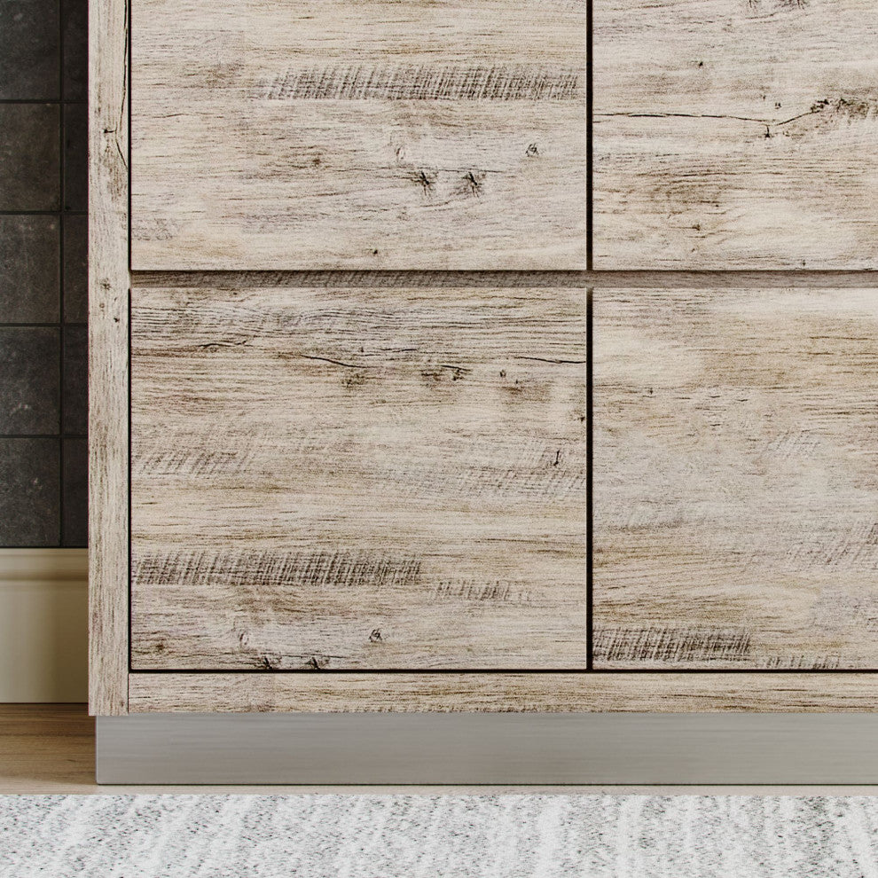 Boutique Bath Vanity, Natural Wood, 48", Single Sink, Freestanding