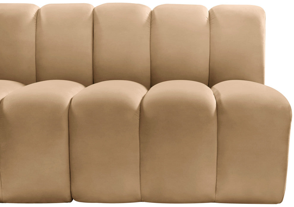 Arc Velvet Upholstered 3-Pc. Modular Sofa, Camel