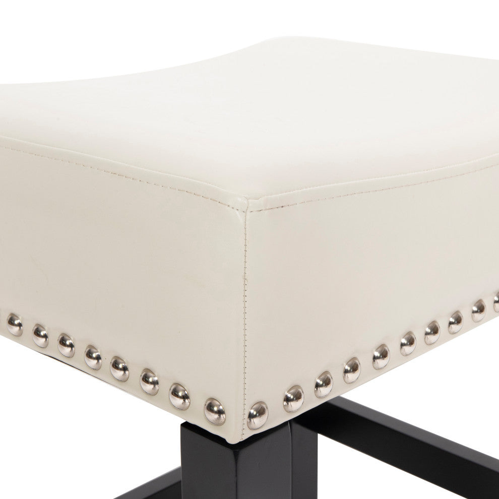 GDF Studio Ralph Off-White Leather Backless Counter Stool, Set of 2