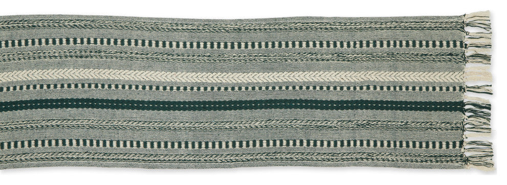 Dark Green Braided Stripe Table Runner 15x72