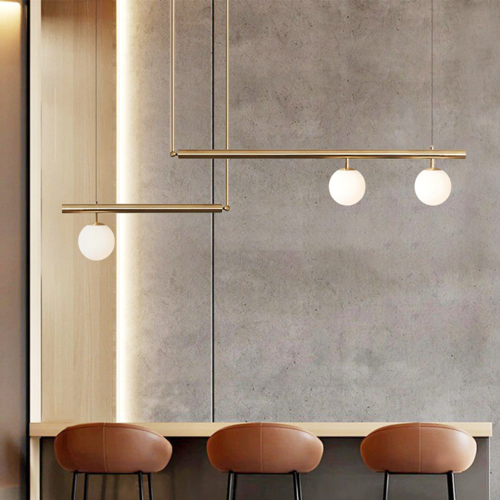 3-Light Kitchen Island Linear Pendant, Brass