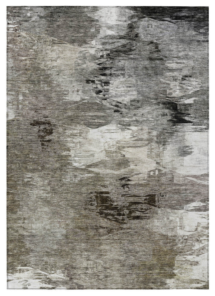 Machine Washable Indoor/Outdoor Chantille ACN597 Taupe 3' x 5' Rug