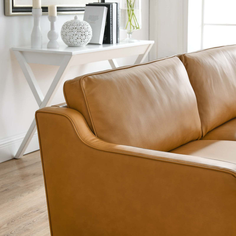 Impart Genuine Leather Sofa, Tan