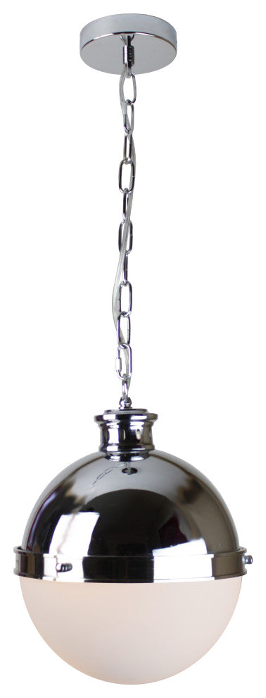 Itzen 1-Light Modern Mid Glass Globe Pendant, Chrome