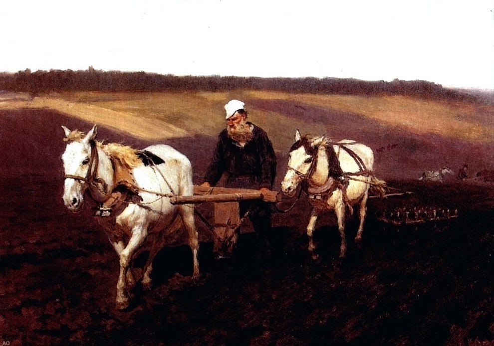 Ilia Efimovich Repin Portrait of Leo Tolstoy as a Ploughman Wrapped Canvas