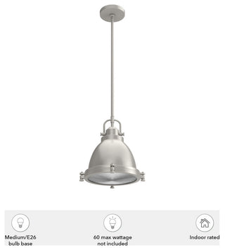 Hunter Bridgemoor Brushed Nickel 1-Light Pendant Ceiling Light Fixture