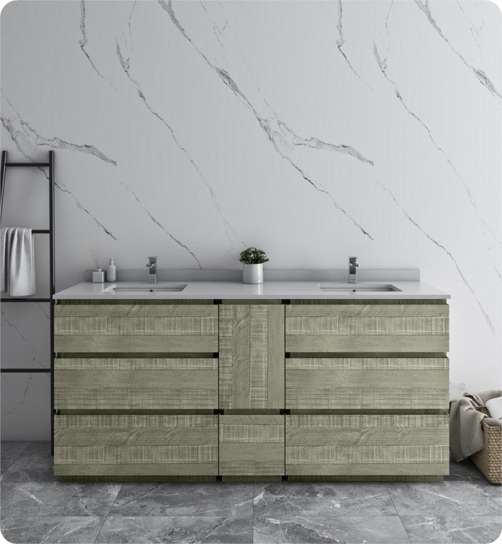 Fresca Formosa Floor Standing Bathroom Vanity, Sage Gray, 70", Cabinet Only