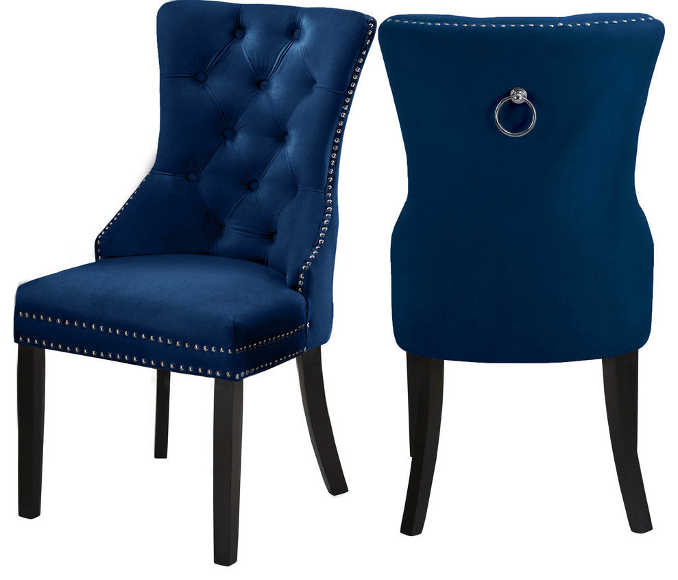 Nikki Velvet Dining Chairs, Set of 2, Navy