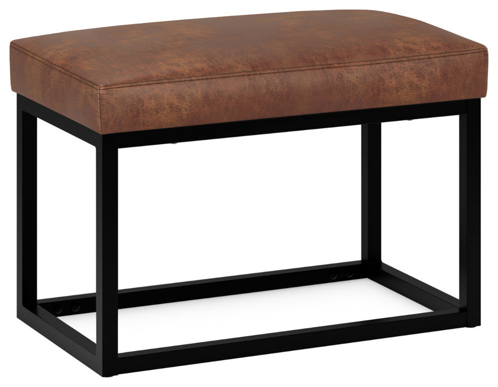 Reynolds Small Bench, Distressed Saddle Brown