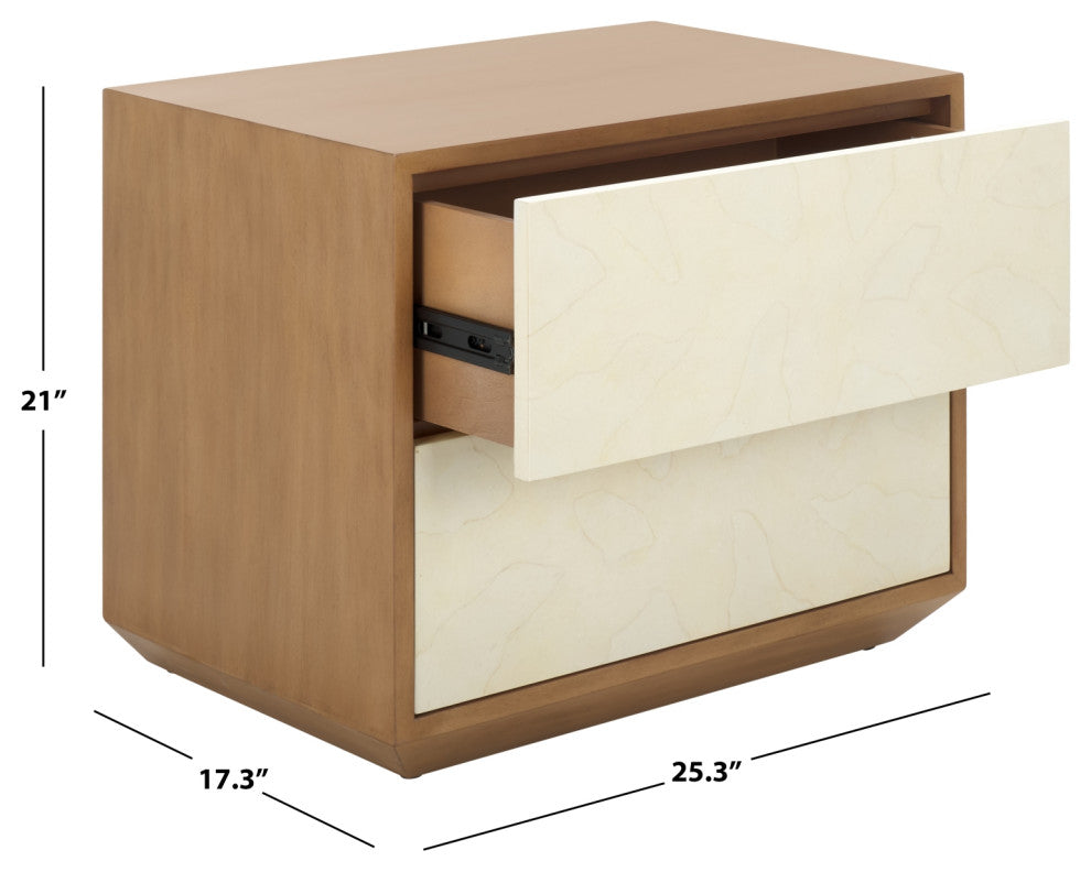 Safavieh Couture Edalina 2 Drawer Nightstand, Natural/White