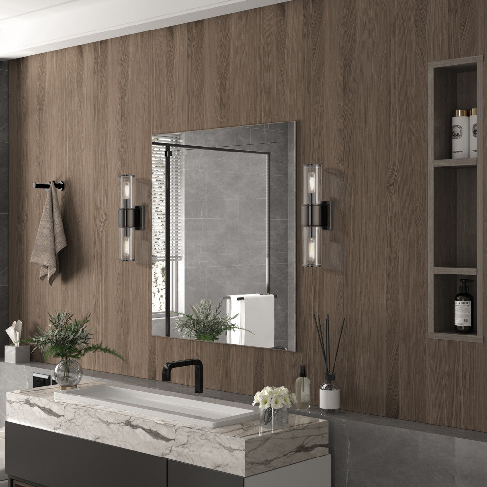 Quincy 2-Light Black Chrome Vanity Sconce
