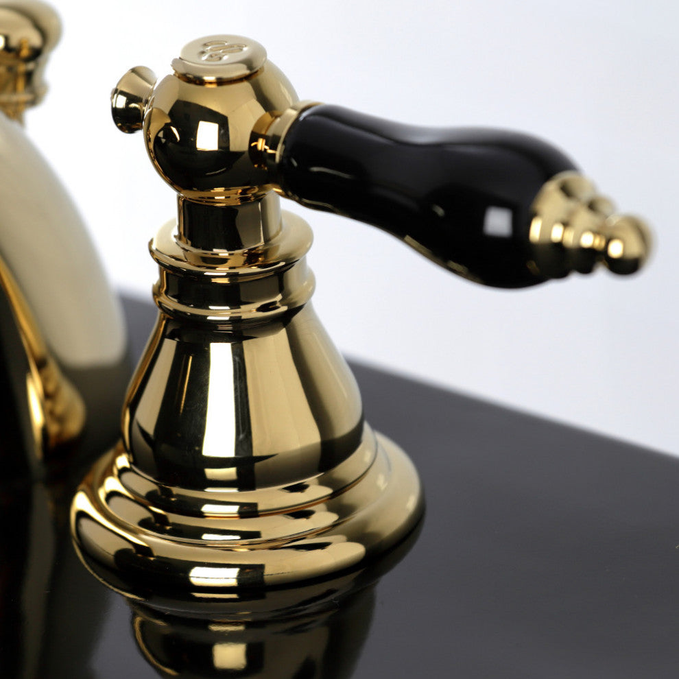 KB952AKL Widespread Bathroom Faucet With Plastic Pop-Up, Polished Brass