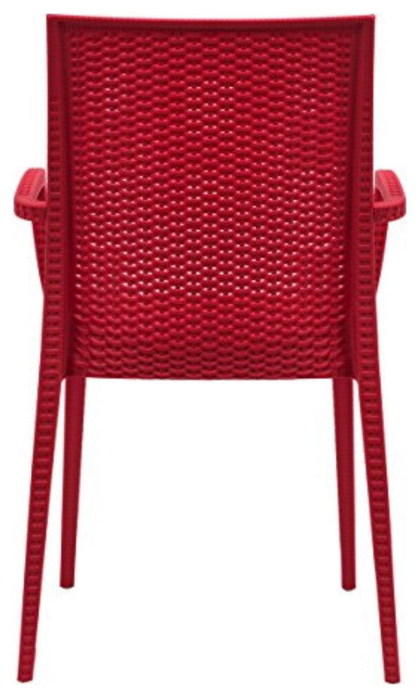 LeisureMod Weave Mace Indoor/Outdoor Chair With Arms, Set of 2