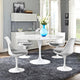 Modern Contemporary 54" Artificial Marble Dining Table, White Metal, 54"