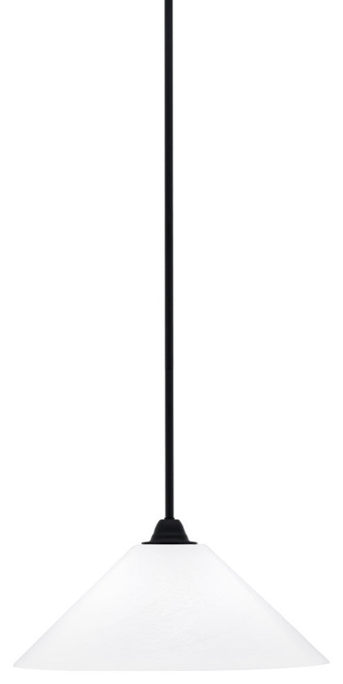 Paramount Mini Pendant, Matte Black, 16" White Marble Glass