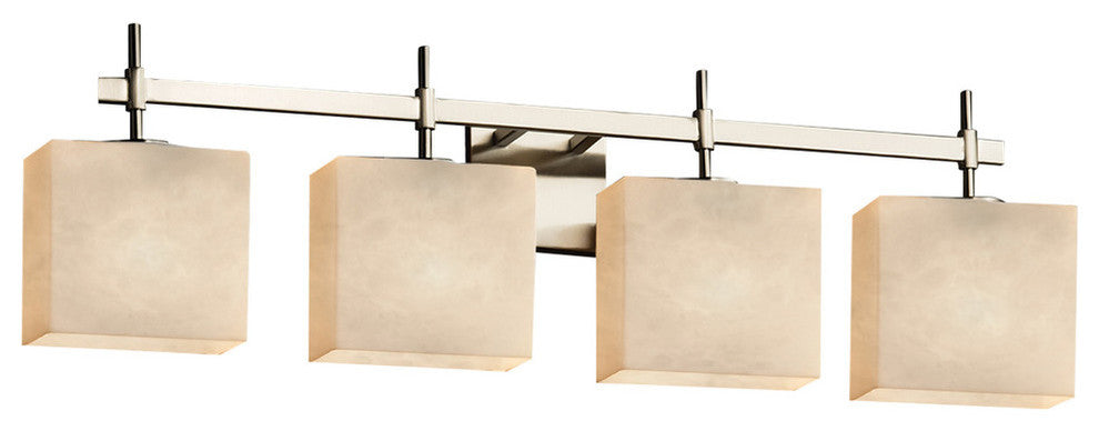 Clouds Union 4-Light Bath Bar, Rectangle, Brushed Nickel, Clouds Shade