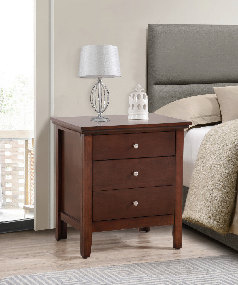 Whitley 3-Drawer Nightstand, Cappuccino