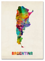 'Argentina Watercolor Map' Canvas Art by Michael Tompsett