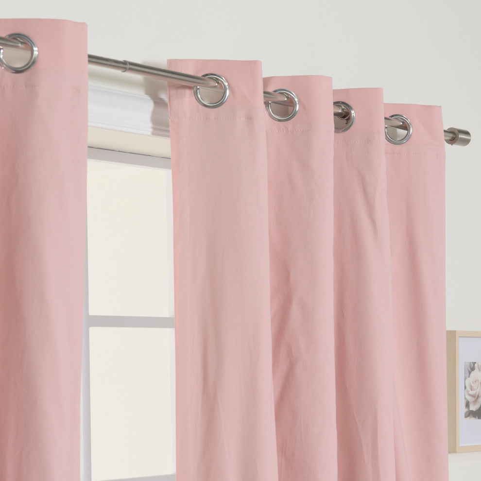 Solid Cotton Blackout Curtain, Pink, 52"x84"