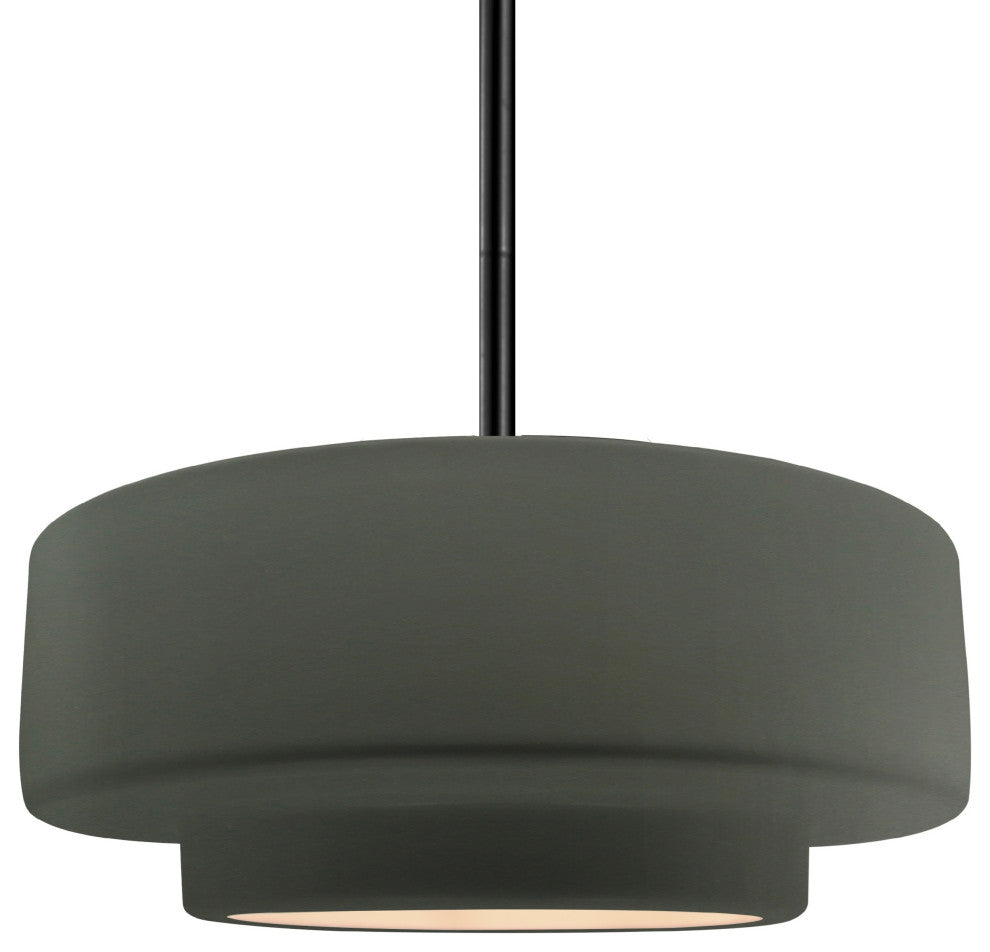Radiance Medium Tier Pendant, Pewter Green Frame, Black, LED, Rigid Stem Kit