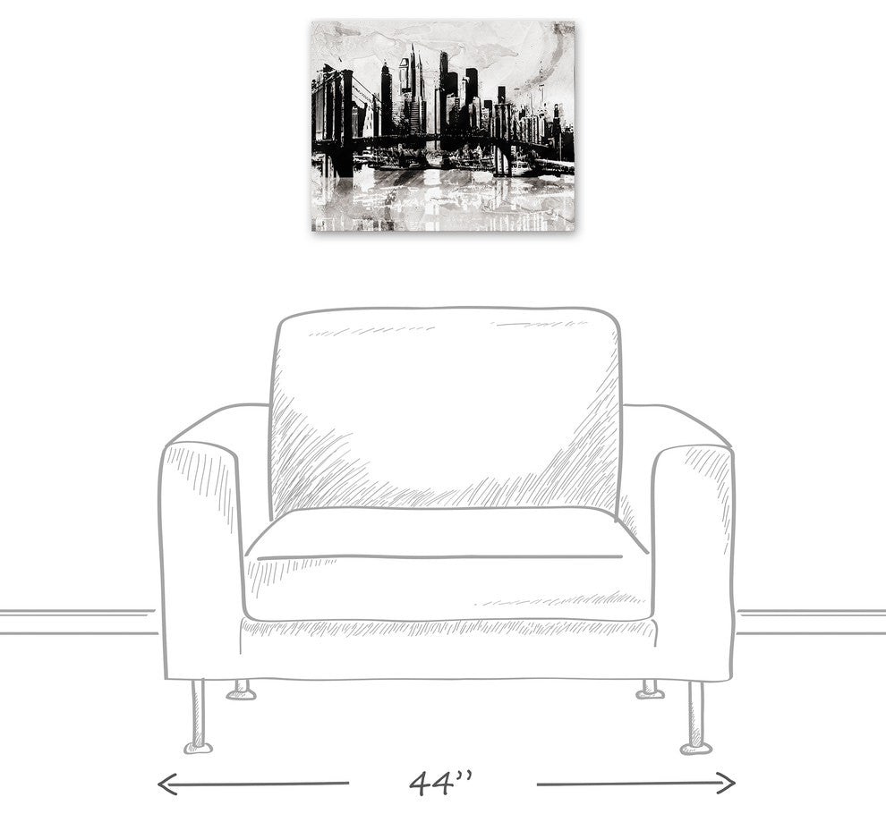 Black and White Graffiti City Skyline Print on Canvas