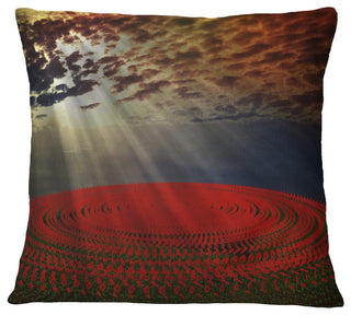 Beautiful Circled Flower Fields Floral Throw Pillow, 16"x16"