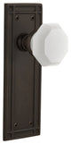 Mission Plate Passage Waldorf White Milk Glass Knob, Oil-Rubbed Bronze