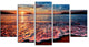 "Peaceful Evening Beach View" Seashore Canvas Wall Art, 5 Panels, 60"x32"