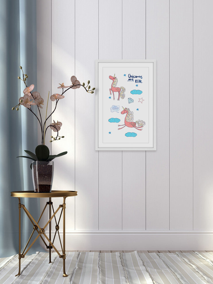 "Unicorns Are Real III" Framed Painting Print, 20"x30"