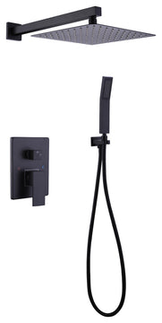 Wall Mounted Rain Shower System with 10Inch Showerhead, Matte Black