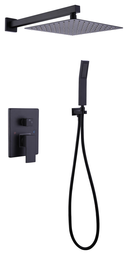 Wall Mounted Rain Shower System with 10Inch Showerhead, Matte Black