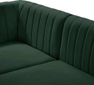 Alina Velvet Upholstered 3-Piece Modular Sectional, Green