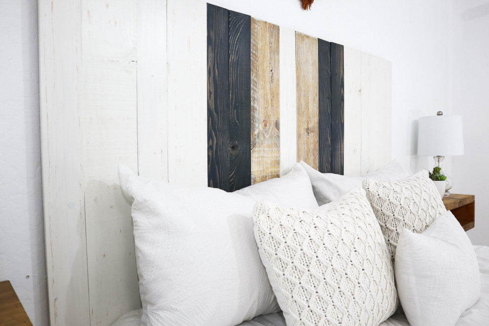 Handcrafted Headboard, Leaner Style, Gray Satin Sash, King