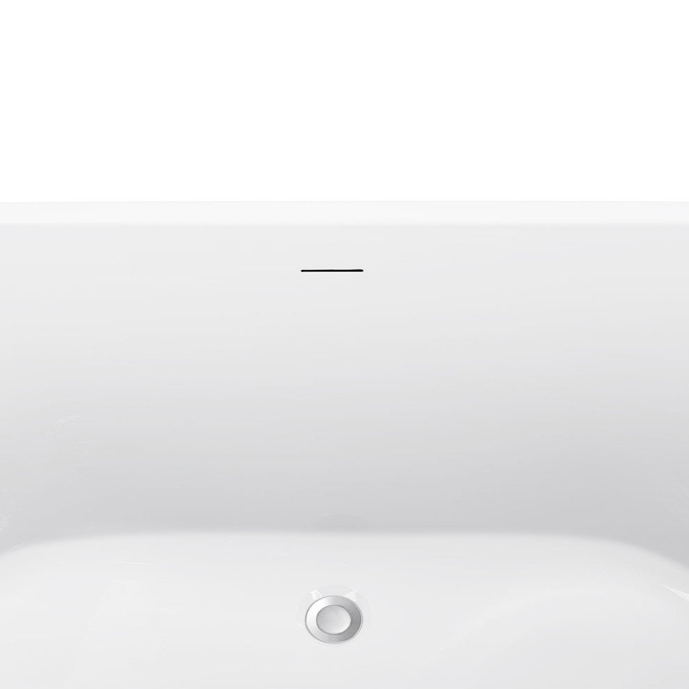 59" Acrylic Roll-Top Flatbottom Non-Whirlpool Bathtub, White