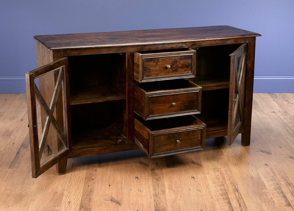 Two Door, Three Drawer Buffet, Pecan Finish