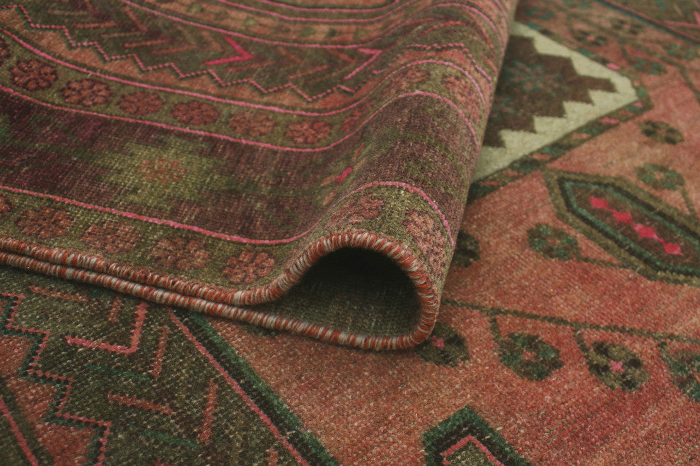 Vintage Distressed Imran Rust/Brown Runner, 4'5x12'9