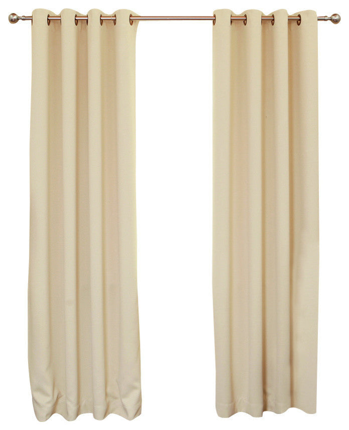 Solid Grommet Top Thermal Insulated Blackout Curtains, Beige, 84"