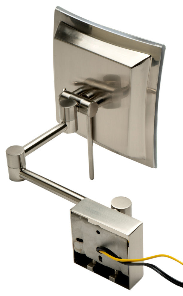 ALFI brand ABM8WLED-BN Brushed Nickel Wall Mount Square 8" Mirror w/ Light