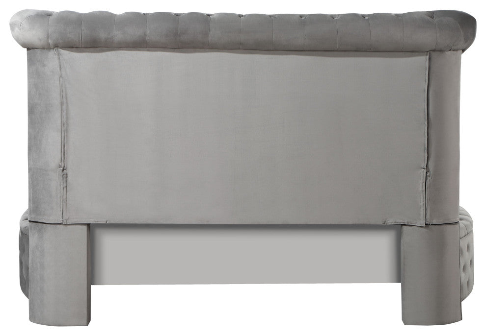 ACME Gaiva Queen Bed with Storage in Gray Velvet