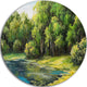 Summer Day Lake In Forest, Landscape Disc Metal Artwork, 38"