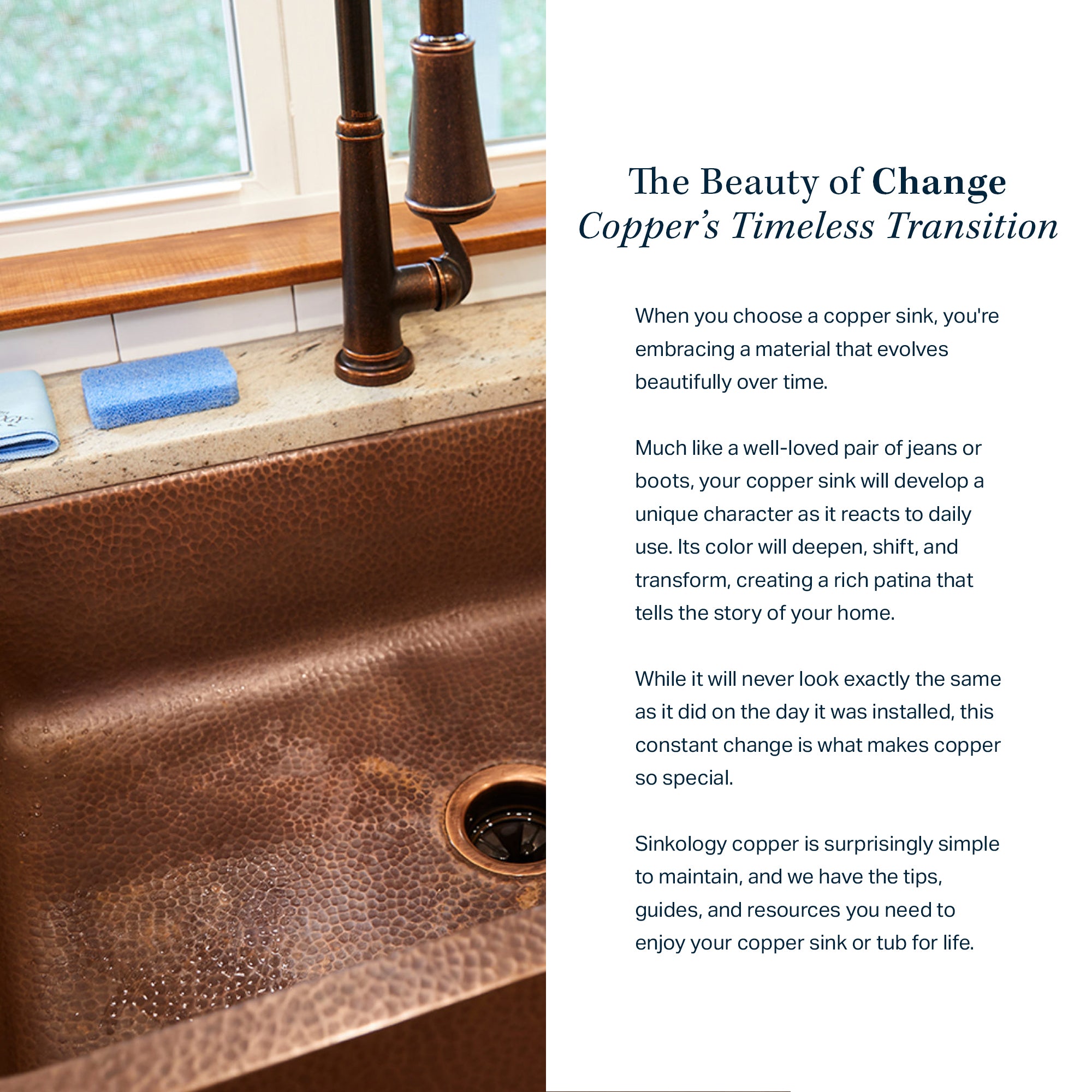 Angelico Copper 33" Single Bowl Drop-In Kitchen Sink with 4 Holes