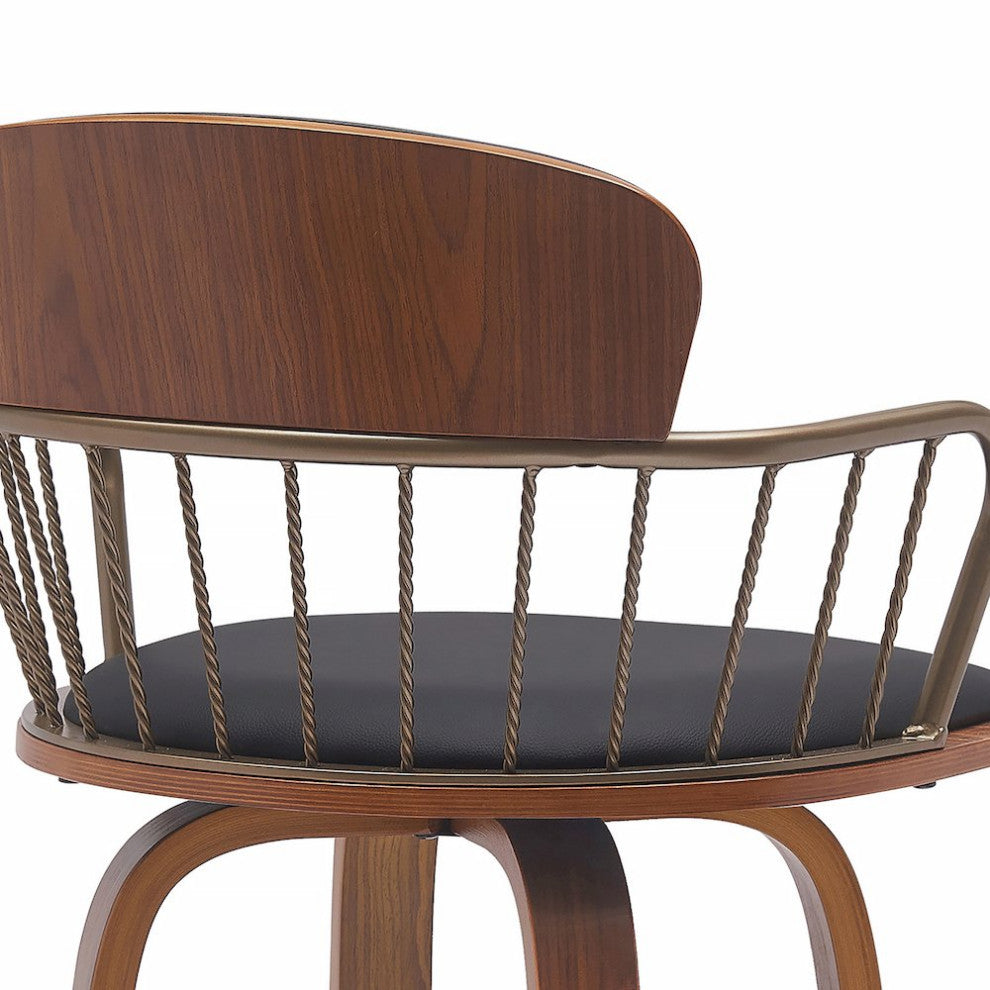 Willow Upholstered Wood Swivel Bar or Counter Stool