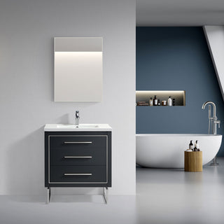 Sherwood 30" Single Vanity Set, Charcoal, Chrome Trim, Floating Only