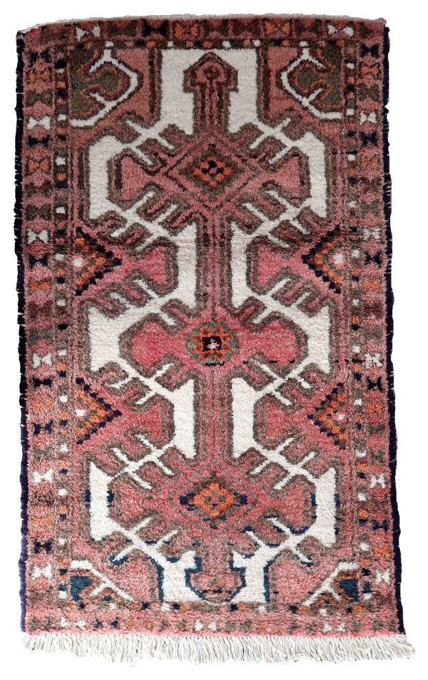 Handmade Vintage Persian Hamadan Rug 2.3'x3.9', 72cmx121cm, 1970s