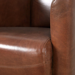 Pasargad Home Madison Top Grain Leather Upholstered Armchair, Brown